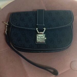 Dooney & Bourke Signature Black Canvas & Leather Push Lock Wristlet